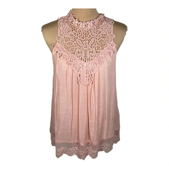 Entro Boutique Sleeveless Crochet Tunic Tank Top NWT Medium - Picture 1 of 5